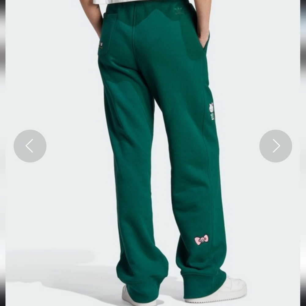 ADIDAS x Hello Kitty forest green embroidered jogger sweatpants unisex S - Picture 4 of 17